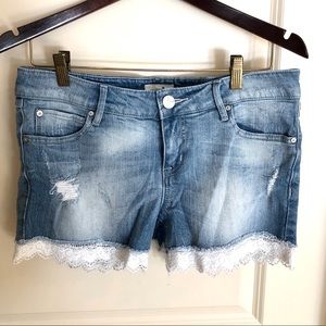 Bootlegger Jean Shorts Lace Trim